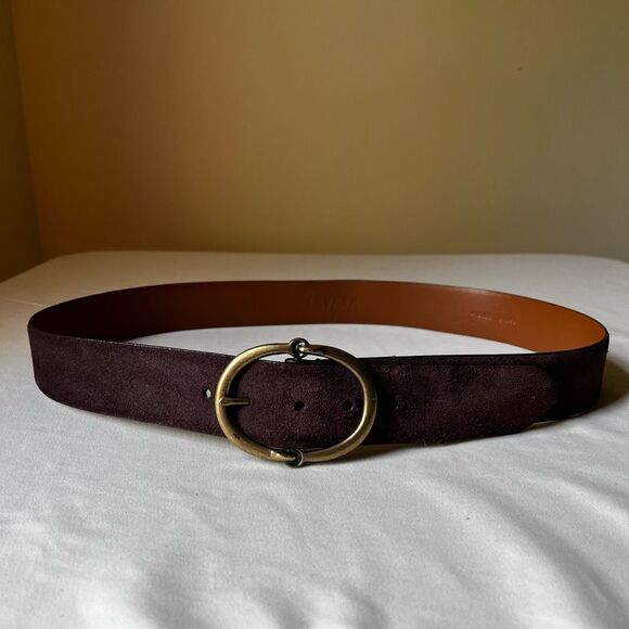 Lauren Ralph Lauren Accessories - SOLD  Lauren Ralph Lauren Wide Brown Suede Belt Brass Plated Oval Buckle XL